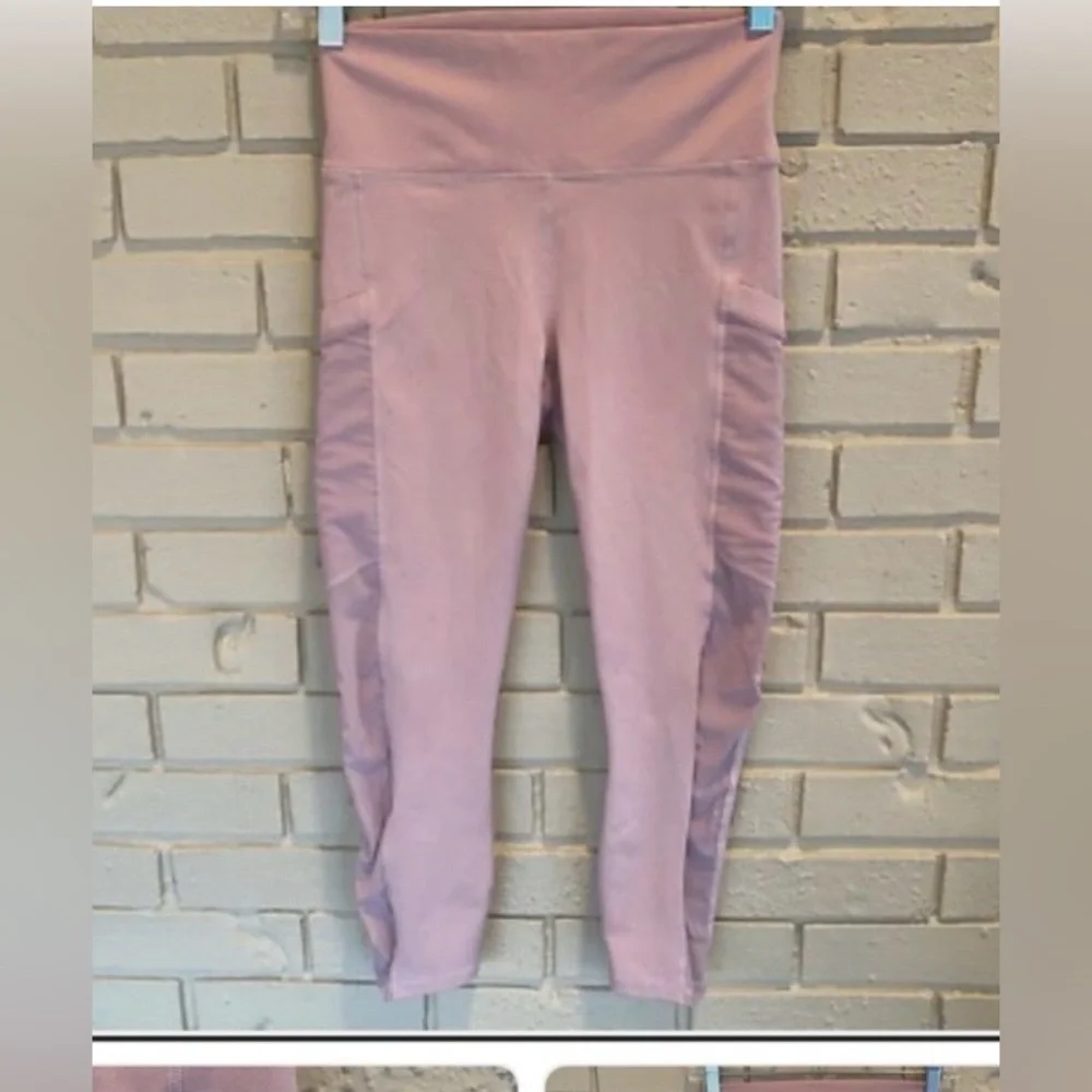 Fabletics PowerHold Mauve Pink Leggings with Mesh Side Pockets. - Picture 3 of 3